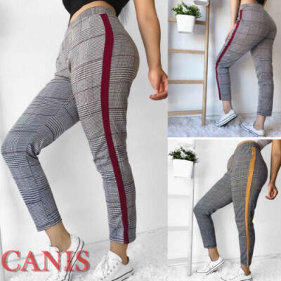 

UK Womens High Waist Skinny Plaid Pants Trousers Stretch Denim Leggings Jeggings