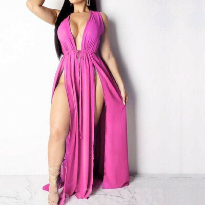 

Women Bikini Cover Up Perspective V-neck Swimsuit Swimwear Beach Dress