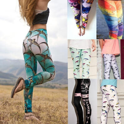 

Women Stretchy Print Leggings Casual Skinny Leggings Slim Pencil Pants Trousers