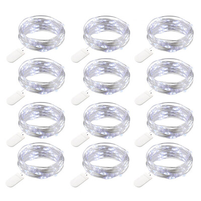 

Siaonvr 12Pcs 20LED Fairy Lights Battery Starry String Copper Wire Decor Christmas White