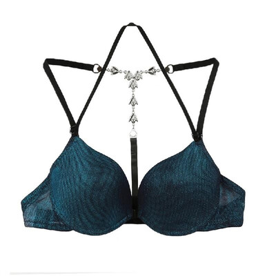

Sexy Women Bra 34 Cup Padded Push Up Y-Line Straps Halter Front Closure Underwire Bralette Underwear Lingerie