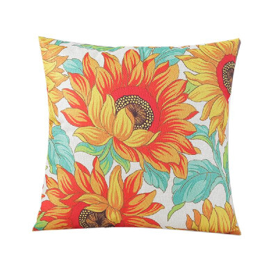 

Sunflower Printed Pillow Case Linen Cushion Cover Flower Pattern Square Pillowcase Home Office Safa Car Decoration 450 450mm