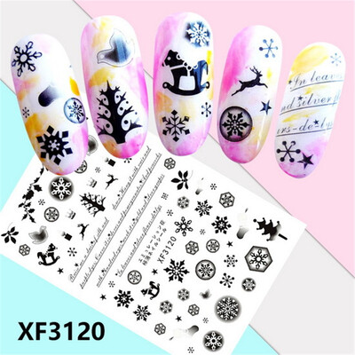 

〖Follure〗Christmas Nail Art Water Transfer Decals Snowflake Xmas Manicure Stickers Tips