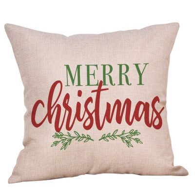 

Siaonvr Merry Christmas Pillow Cases Cotton Linen Sofa Cushion Cover Home Decor