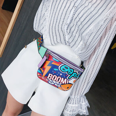 

Tailored Women Chest Shoulder Bag Graffiti Printed Wide Shoulder Strap Messenger Bag BU