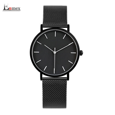 

Enmex simple design light steel neutral watch stereo simple lovers wrist when translating holiday gifts