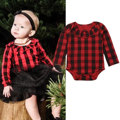 

Christmas Baby Girls Plaid Long Sleeve Romper Jumpsuit Outfits Clothes One-Piece 0-24M