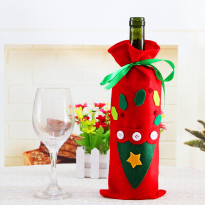 

Christmas Tree Snowman Design Wine Champagne Bottle Cover Red Wine Gift Bags Pretty Merry Christmas Decoration Supplies Xmas Home