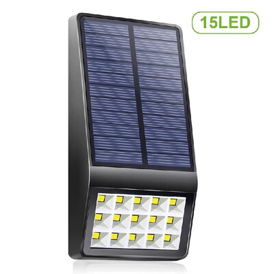 

15 LEDs Solar Wall Lamp with Light Control Function Solar Powered Light IP65 Water-resistant Outdoor Lighting for Patio Pathway Ga