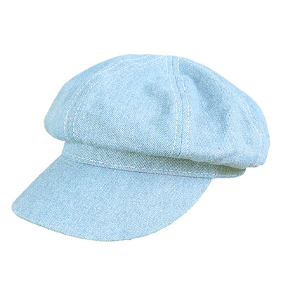 

2009 Leisure Student Denim Pure Cap Lady British&Korean Edition Spring&Autumn Duck Tongue Cap Octagonal Cap Beret Tide