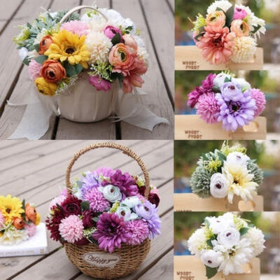 

Artificial Camellia Bouquet Silk Chrysanthemum Flowers Floral Valentine Wedding