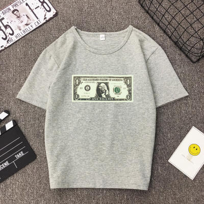 

Mens T-shirt Printed Hip-hop Banknotes T-shirt Men And Women Couple T-shirt Personality Loose Short-sleeved T-shirt