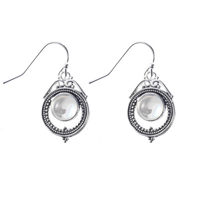 

Womens Silver Retro Moonstone Handmade Earring Jewelry Earrings Ear Gifts