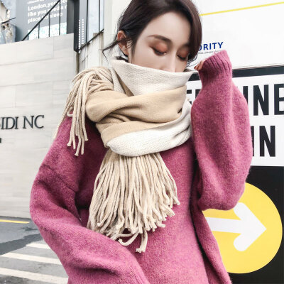 

Scarf female winter Korean version of the wild dual-use solid color shawl student male long section thick warm scarf autumn&winter