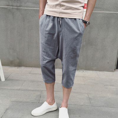 

Tailored Mens New Summer Fashion Leisure Flax Loose Hallen Calf-Length Shorts Pants