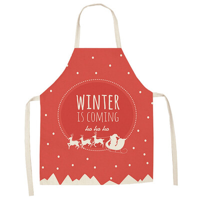 

1Pcs Merry Christmas Apron For Woman Cotton Linen Bibs Xmas Decor Pendant Kitchen Cooking Accessories