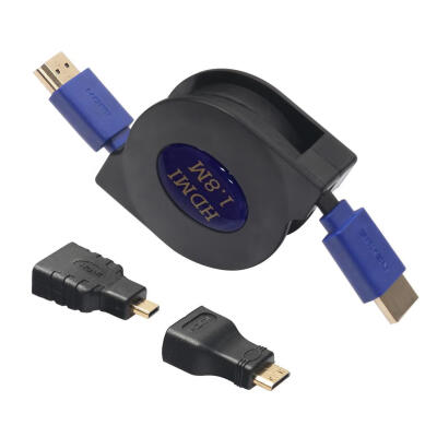 

3 in 1 Retractable HDMI to MiniMicro HDMI Adapter Cable for PC HDTV 6Ft