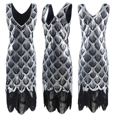 

〖Follure〗Women Vintage 1920s Bead Fringe Sequin Lace Party Flapper Cocktail Prom Dress