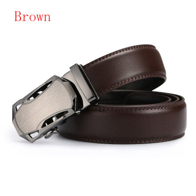 

New Automatic Buckle Cowskin Brown Belt Good Quality Genuine Leather Luxury Strap Male Belts For Men Jeans Wide 110-130cm long