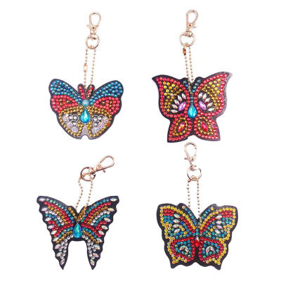 

4pcs DIY Butterfly Full Drill Special Shaped Diamond Painting Keychain Gift