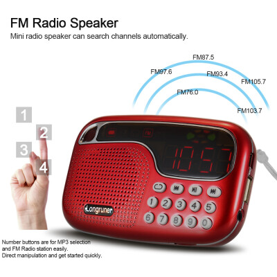 

Longruner -21 Mini FM Radio Speaker Digital Stereo Speaker High Fidelity Sound Quality LED Display Screen USB Disk TF Card 35mm