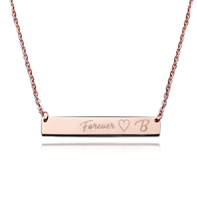 

Rinhoo Hot Sale Fashion Women Stainless Steel Necklace Engraved Forever Love Square Pendant Necklace Jewelry Best Gift Wholesale