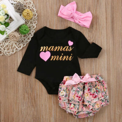 

Newborn Baby Girl Clothes Romper Jumpsuit BodysuitDiaper Cover Pants Outfit Set