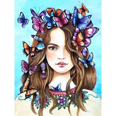 

5D DIY Diamond Painting Girl And Butterfly Full Square Embroidery Sale Rhinestone Picture Diamond Mosaic Home Decor Gift