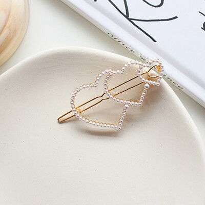 

Korea Chic Love Triangle Round Hairpins WomenMetal Gold Color Hair Clips Hair Accessories