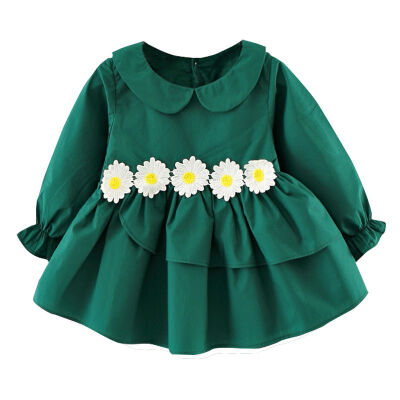 

Spring Casual Toddler Girls Cotton Long-sleeved Dresses Baby Princess Dresses Fashion Baby Clothing Outfit 0-3Y