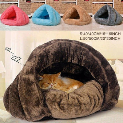 

Pet Dog Cat Cave Igloo Bed Basket House Kitten Soft Cozy Indoor Cushion Kennel