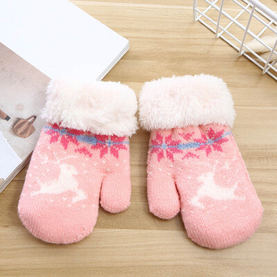 

Cute Knitted Girls Kids Children&39S Thick Full Finger Gloves Christmas Elk Mittens