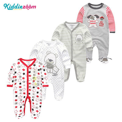 

Kiddiezoom 4PCS Newborn 0-12M Baby Boys Clothes 100Cotton Rompers Clothing Sets Babywear Bodysuits Baby Girls Clothes Outwear