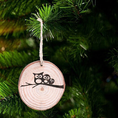 

FUNNYBUNNY 1pcs Wood Slices with Holes Natrual Jute Twine for Crafts Christmas Ornaments DIY Crafts
