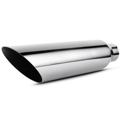 

25 Inch Inlet Exhaust TipChrome Polished Stainless Steel Diesel Tailpipe Tip 25" x 4" x 18" Clamp On Design