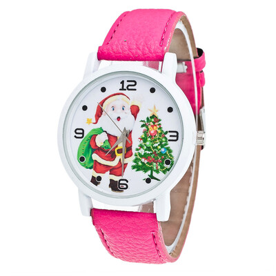 

Christmas Casual Lovers Leather Stainless Steel Quartz Analog Wrist Watches High Quality Clock watches women fashion watch