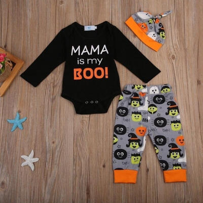 

Newborn Kid Baby Boy Girl Clothes Romper Jumpsuit Long Pants hatOutfits Set
