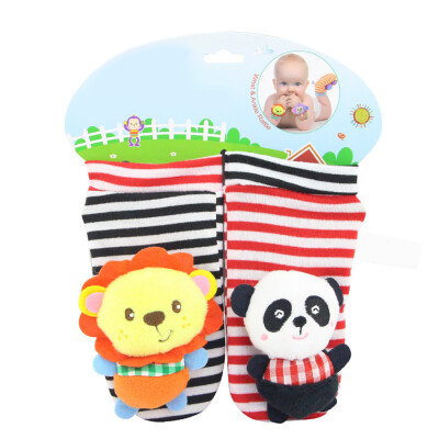 

Tailored Newborn Baby Hand Bell Clock Wrist Rattle Socks Animal Rattle Soft Hair Toy