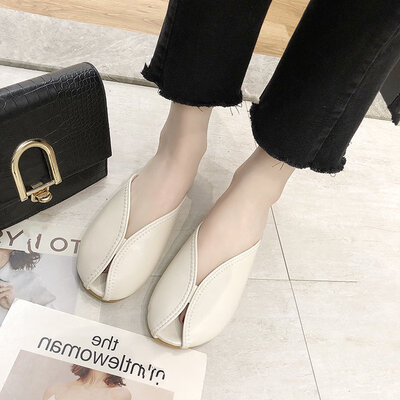 

Cool&slippers women wear summer semi-slippers flat bottom word drag fashion trend open leather womens shoes