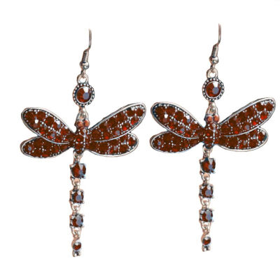 

Retro Women Rhinestone Inlaid Dragonfly Shaped Charm Hook Earrings Jewelry Gift