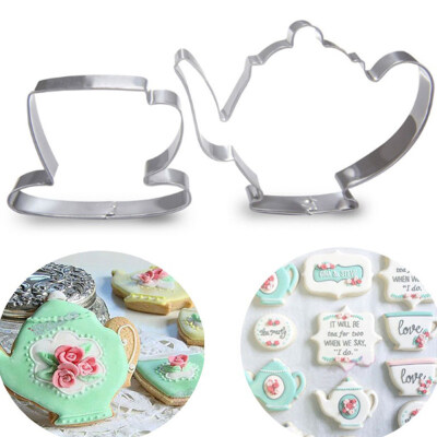 

2Pcs Teapot Tea Cup Set Cookie Cutter Stainless Steel Fondant Cake Mold Tool