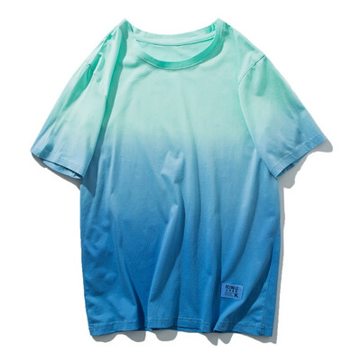 

Toponeto Mens Summer New Style Fashion Gradual Color Short Sleeve Comfortable Blouse Top