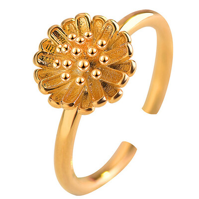 

New Cute Daisy Gold Color Finger Rings For Women Simple And Elegant Open Ring Party Jewelry