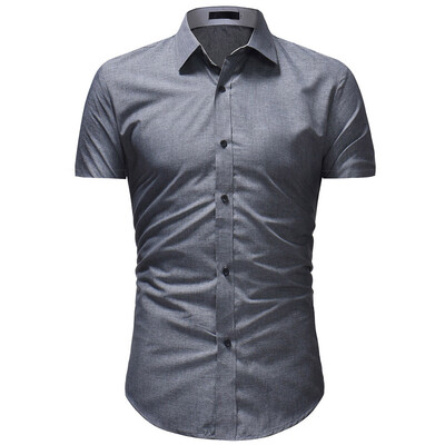 

Tailored Mens Solid Casual Button Down Short Sleeve Hawaiian Shirt Top Blouse