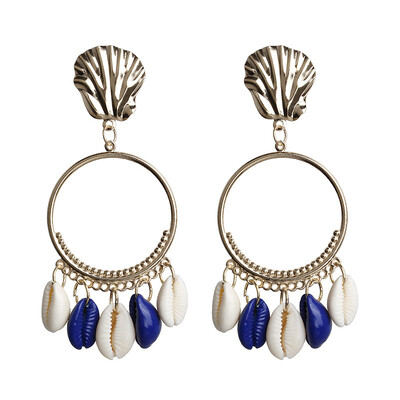 

EK724 Hyperbole Big Circle Dangle Earrings for Women Bohemian Sea Shell Drop Earrings Round Summer Dress Jewelry Wholesale