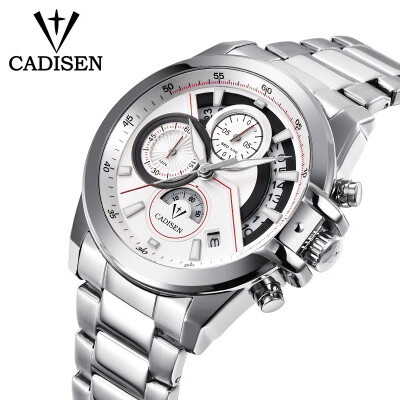 

CADISEN C9016 true three-eye multi-layer face mens watch multi-function steel belt quartz watch 6168