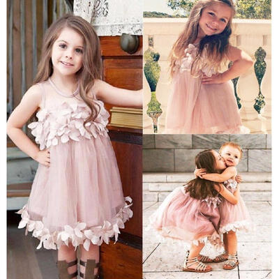 

Flower Kids Baby Girl Princess Bridesmaid Petal Tulle Party Formal Dress Dresses