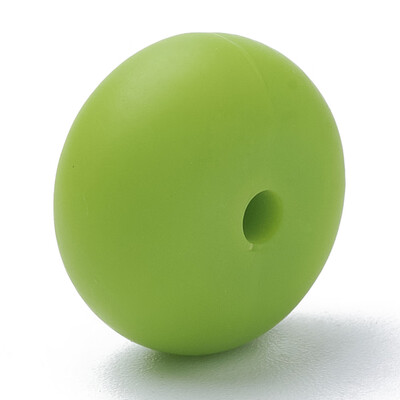 

Food Grade Environmental Silicone Beads Chewing Beads For Teethers DIY Nursing Necklaces Making Flat Round LawnGreen 14x8mm