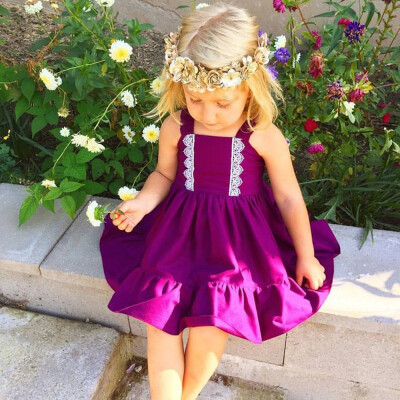 

Toddler Baby Kids Girls Summer Lace Dress Party Pageant Princess Dresses Clothes