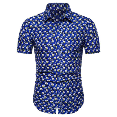 

Tailored Mens Summer Casual Slim Short Sleeve Printed Shirts Top Beach Blouse